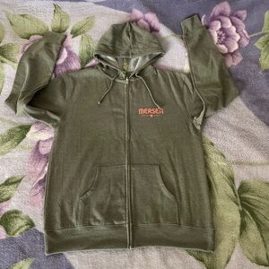 Olive Green Zip-Up Hoodie for Men